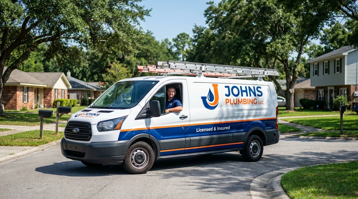 Johns Plumbing LLC service van in Franklinville, NC
