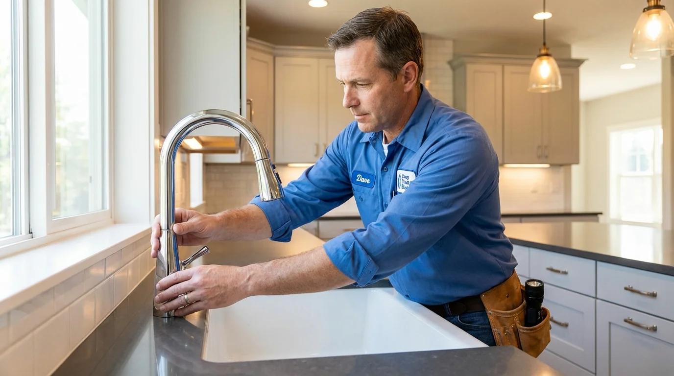 Kitchen faucet installation by Johns Plumbing LLC in Franklinville