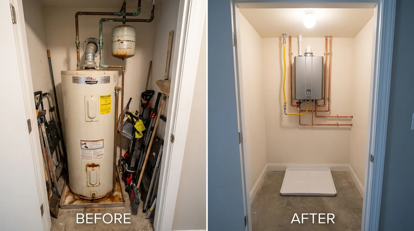 Tank water heater versus wall-mounted tankless unit comparison for Franklinville, NC homeowners